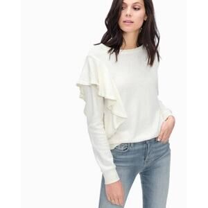 NWT Splendid Westfourth Ruffle Sweatshirt ivory/cream WOMEN’S SIZE MEDIUM